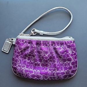 Coach Signature Optic Glitter Purple Wristlet